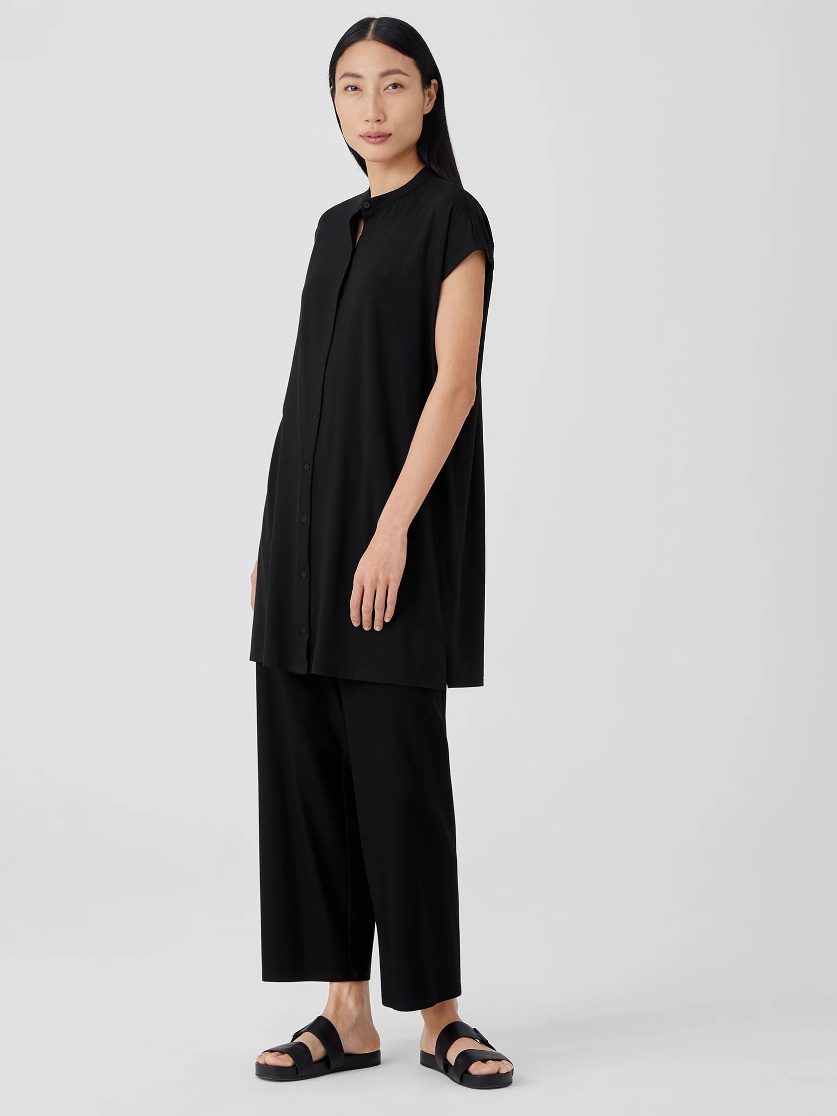 Fine Jersey Mandarin Collar Dress