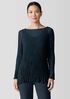 Crinkled Sheer Silk Georgette Bateau Neck Long Top
