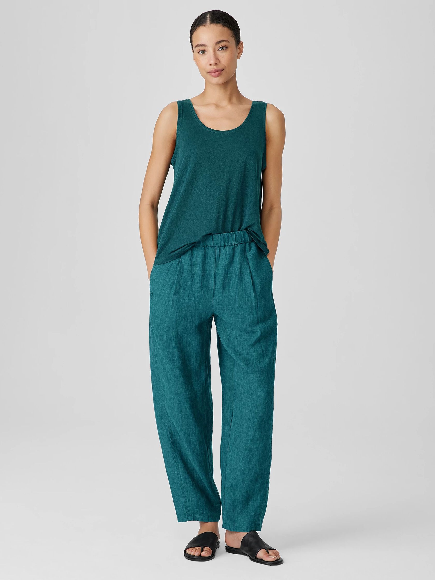 Washed Organic Linen Délavé Lantern Pant