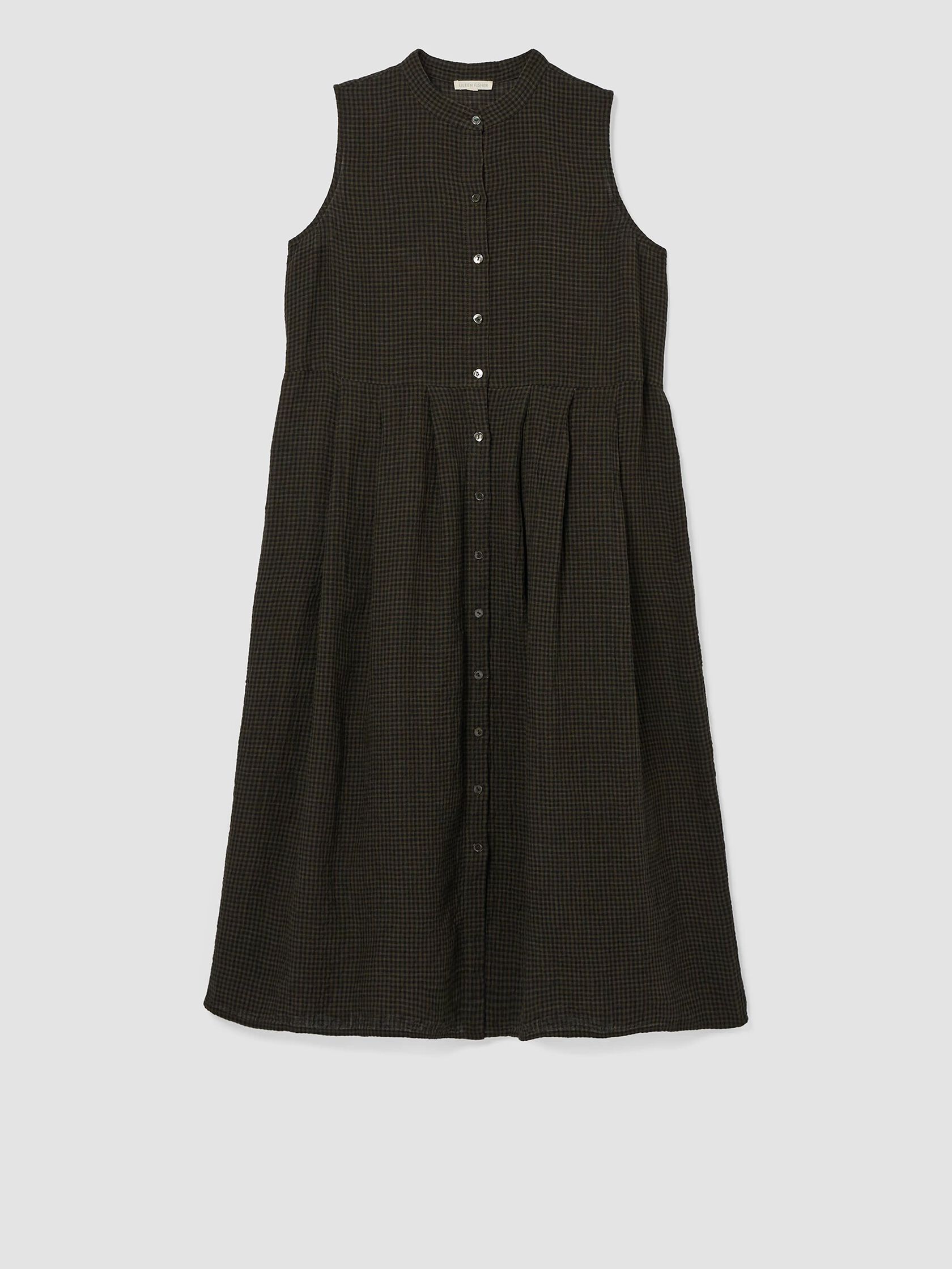 Puckered Organic Linen Pleated Dress