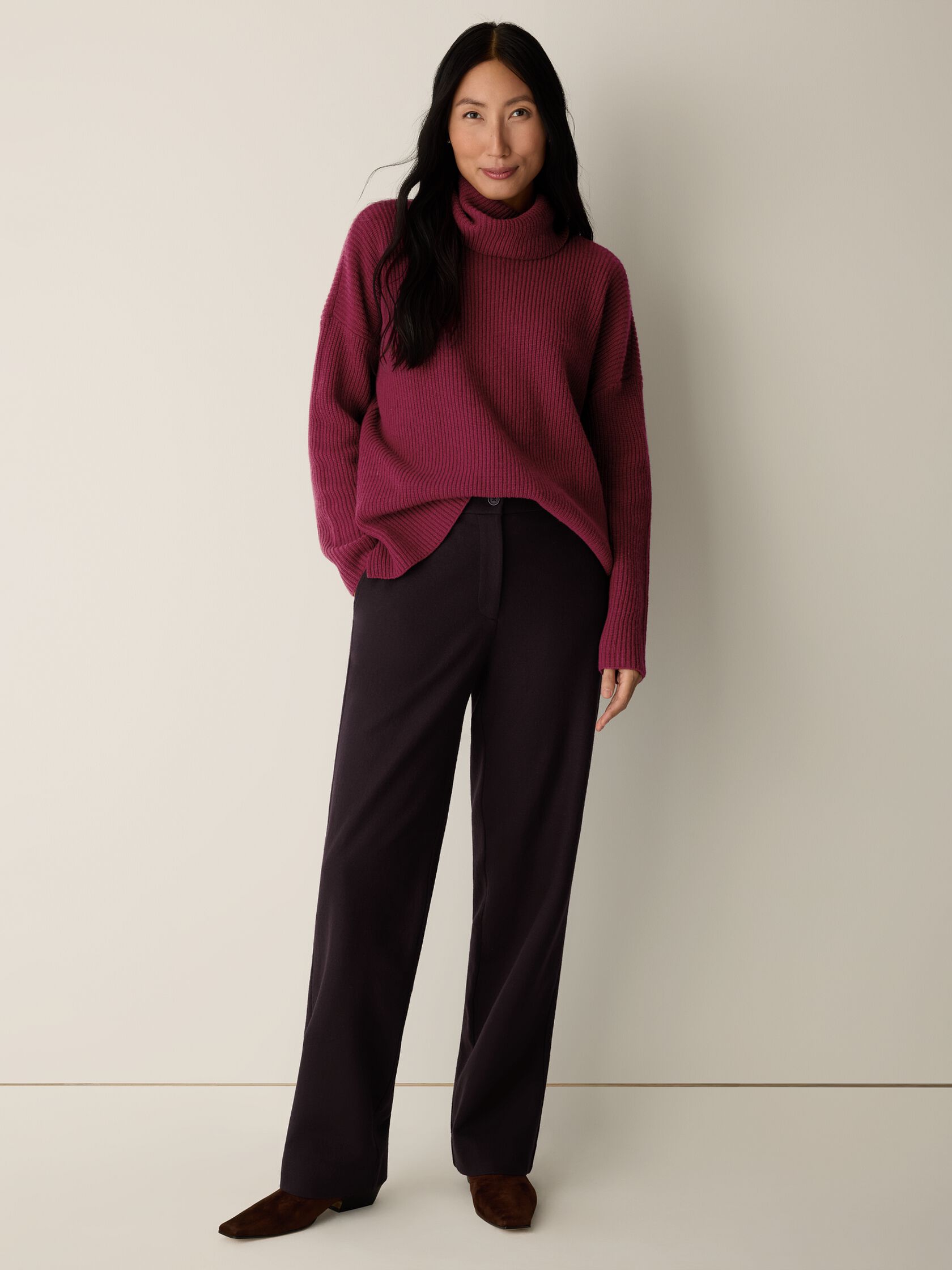 Felted Wool Jersey Full-Length Straight Trouser in Regenerative Wool