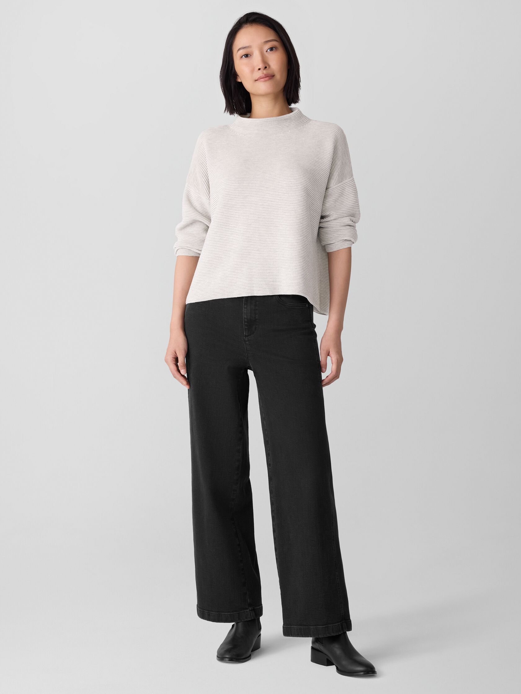 Peruvian Cotton Blend Funnel Neck Top