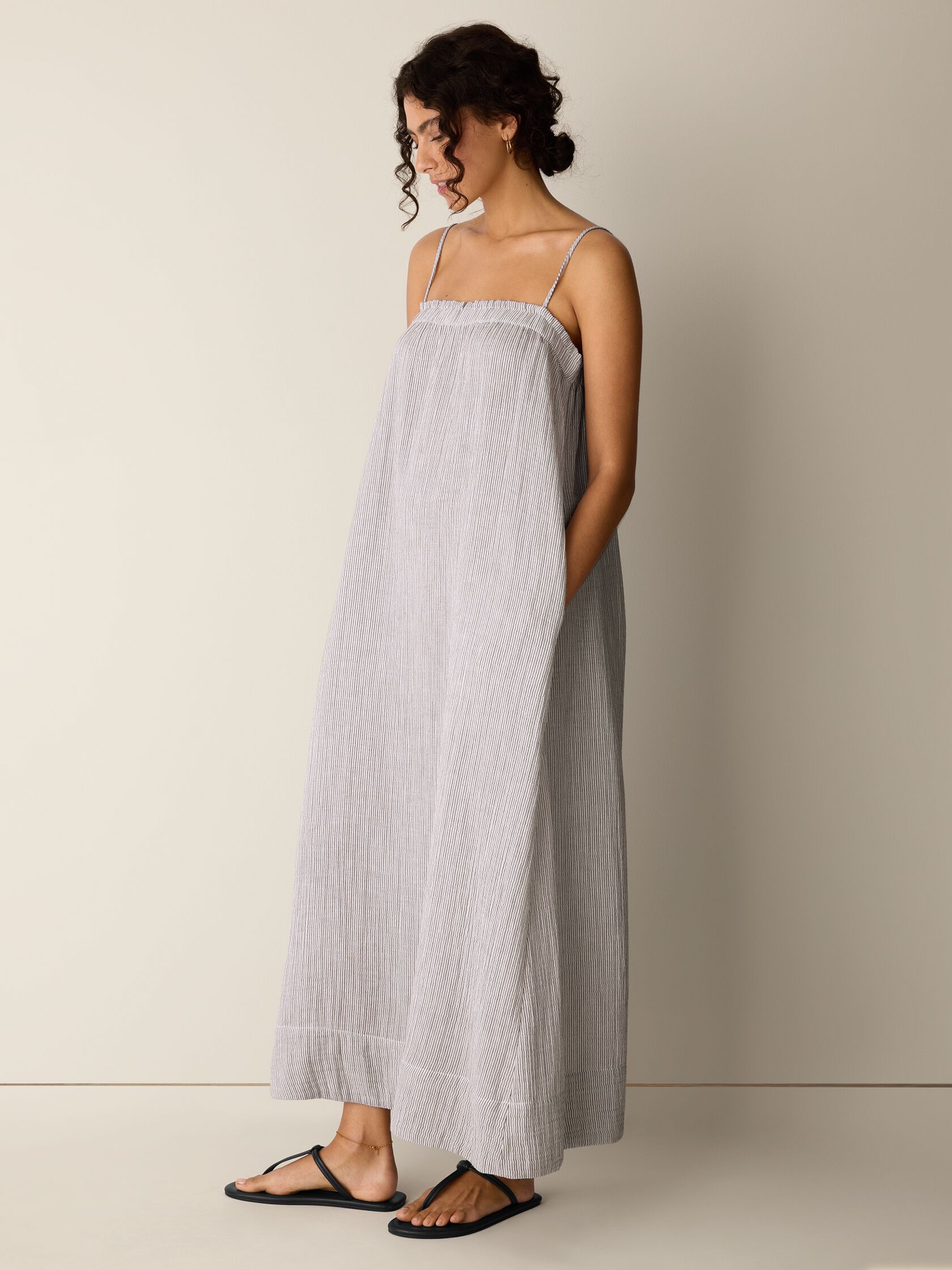 Striped Organic Cotton Gauze Cami Dress