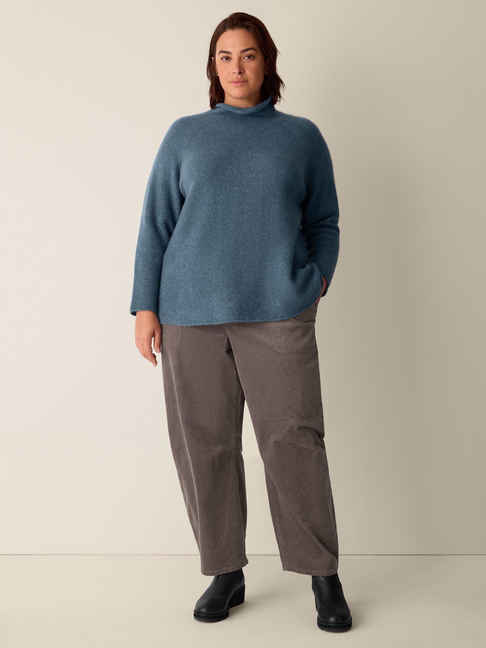 Cashmere Silk Boucle Bliss Turtleneck Top