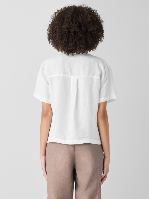 Organic Handkerchief Linen Band Collar Shirt