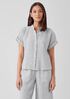 Crinkled Organic Linen Stripe Short-Sleeve Shirt