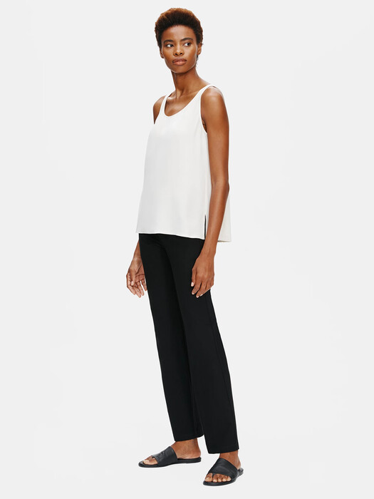 Silk Georgette Crepe Scoop Neck Tank