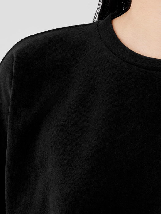 Cotton Velour Crew Neck Long Top