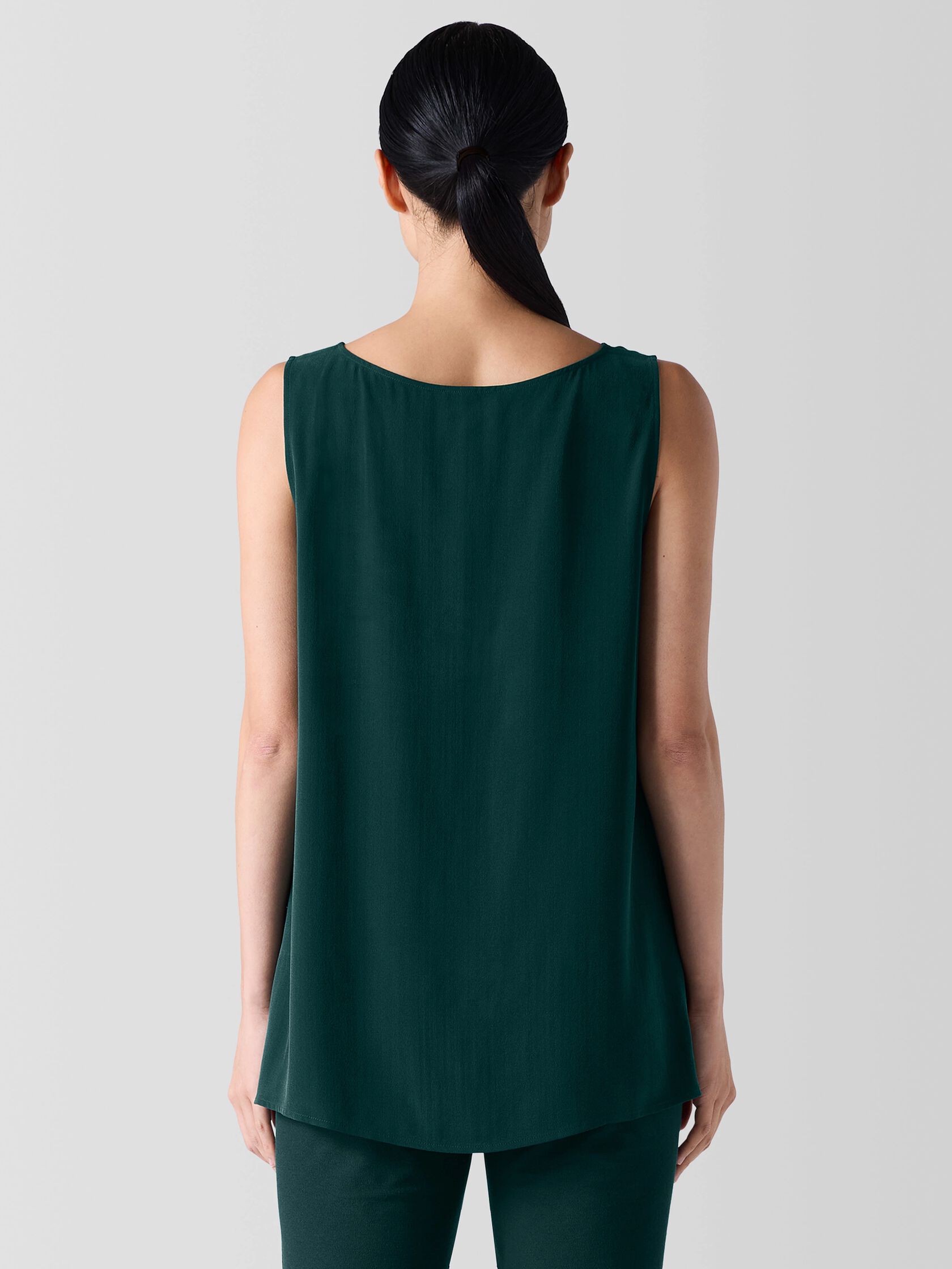 Silk Georgette Crepe Ballet Neck Long Tank