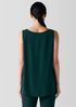 Silk Georgette Crepe Ballet Neck Long Tank