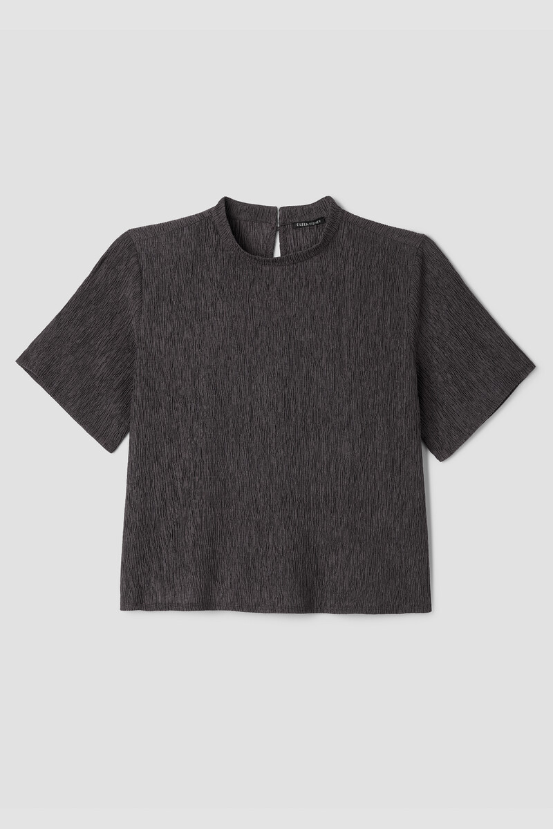 Woven Plissé Mock Neck Top Woven Plissé Mock Neck Top