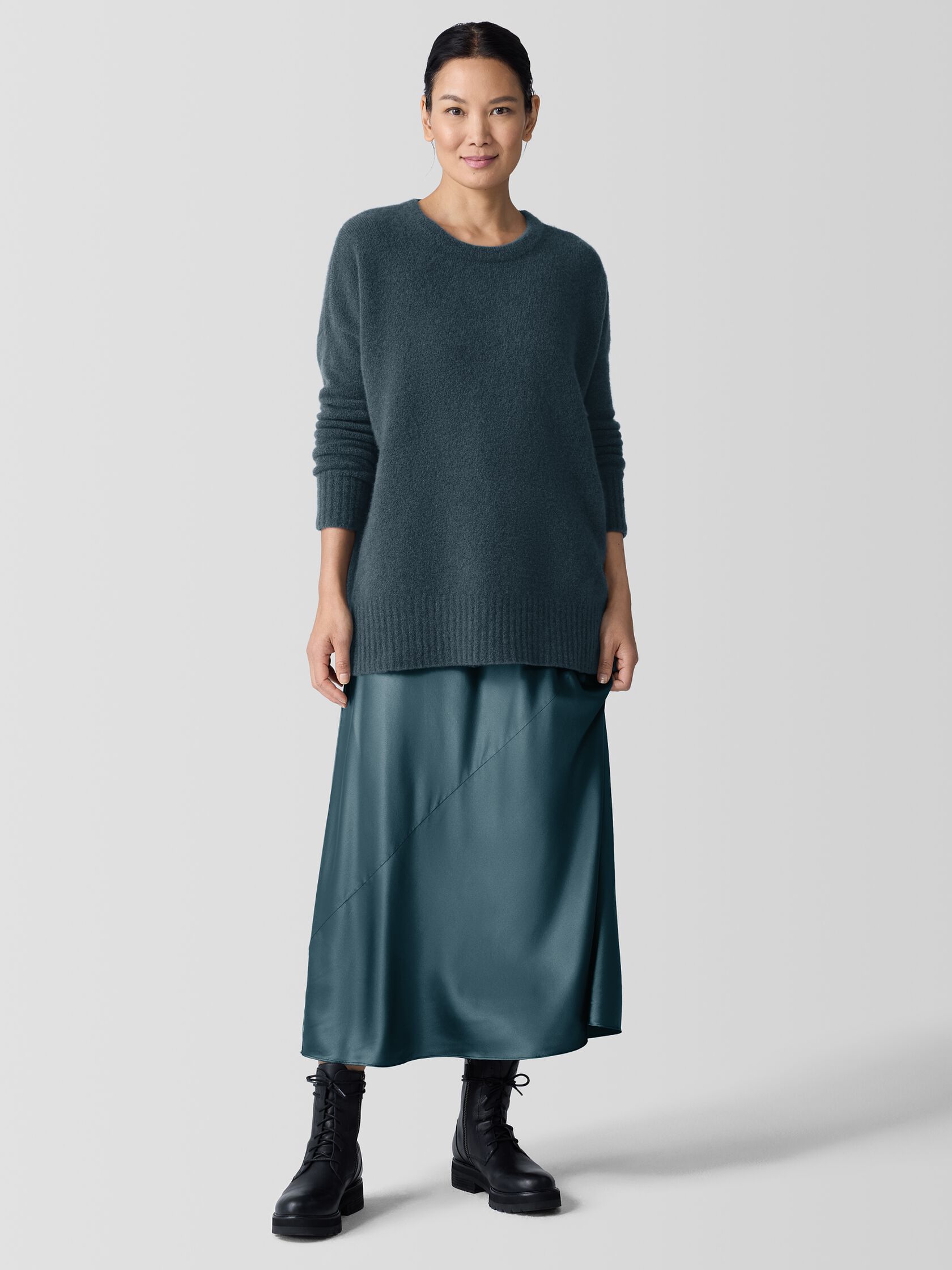Cashmere Silk Bliss Crew Neck Long Top