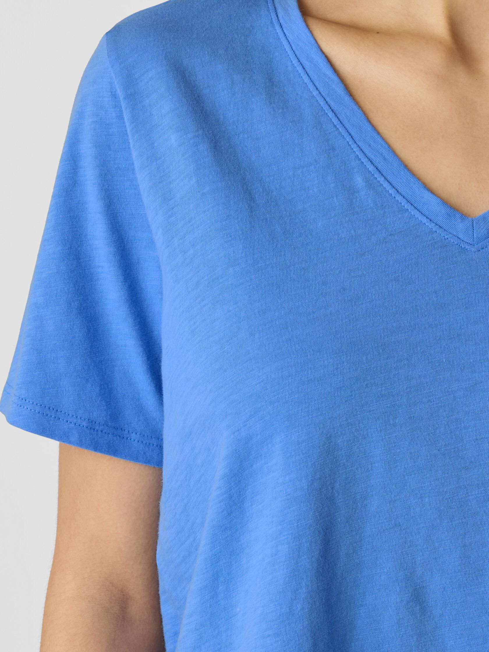Organic Cotton Slubby Jersey V-Neck Tee