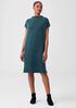 Sueded Cupro Knit Funnel Neck Dress
