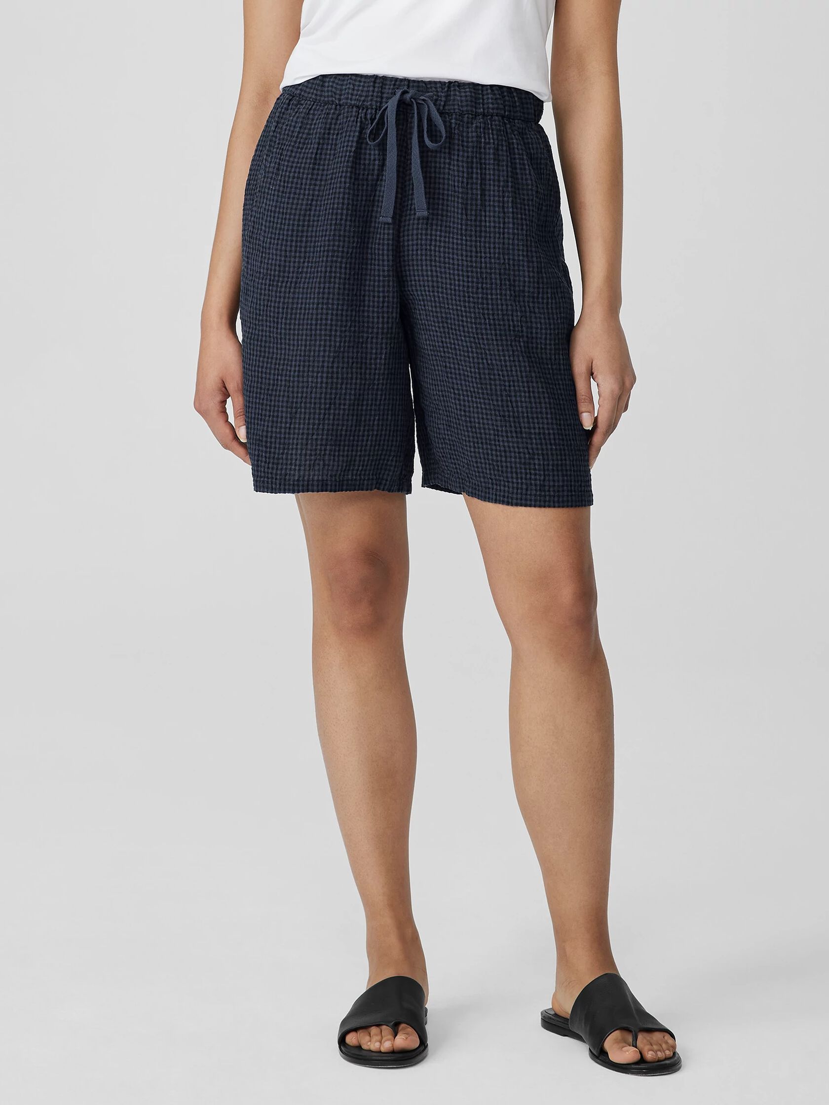 Puckered Organic Linen Shorts