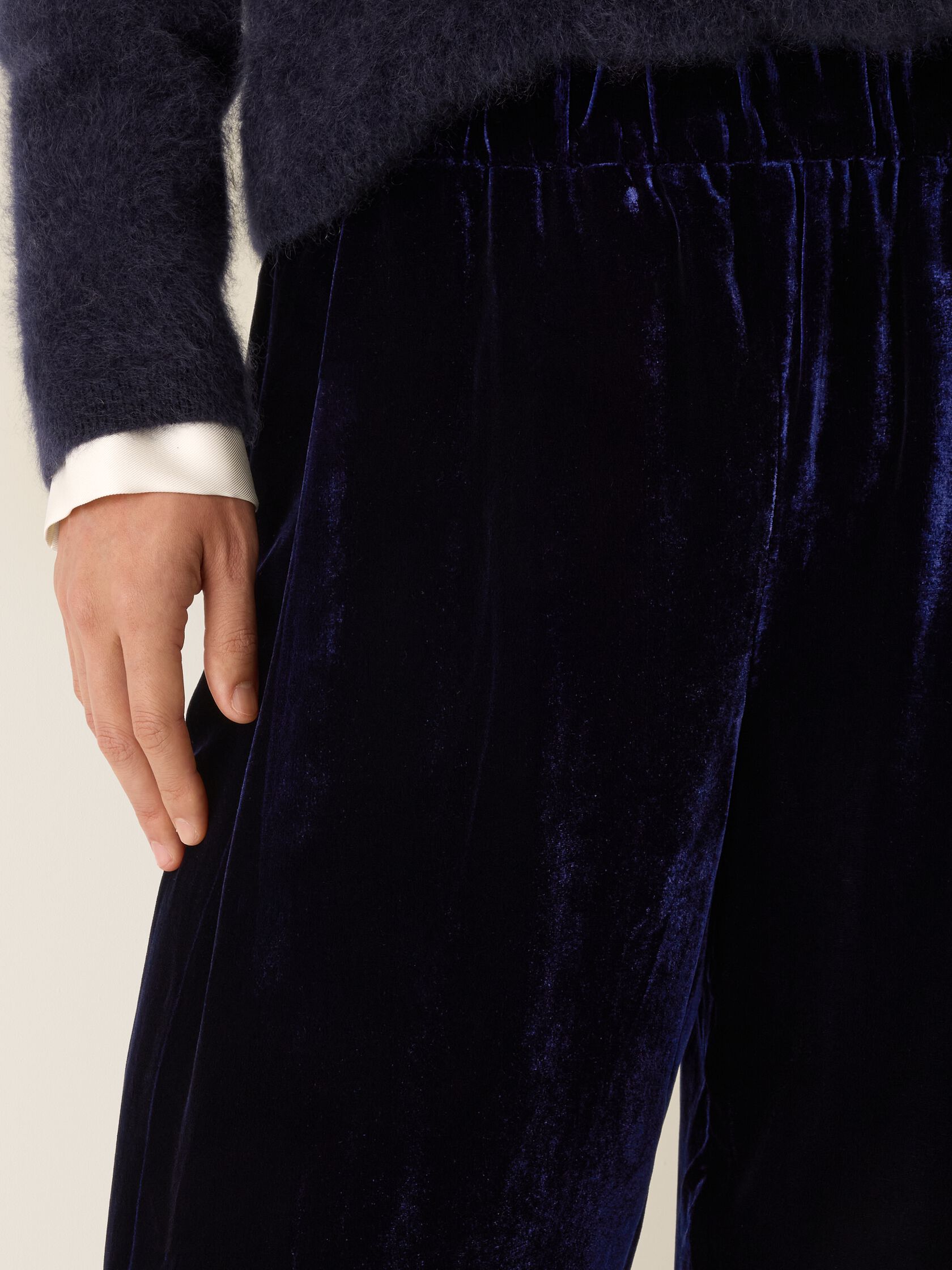 Velvet Pleated Straight Pant