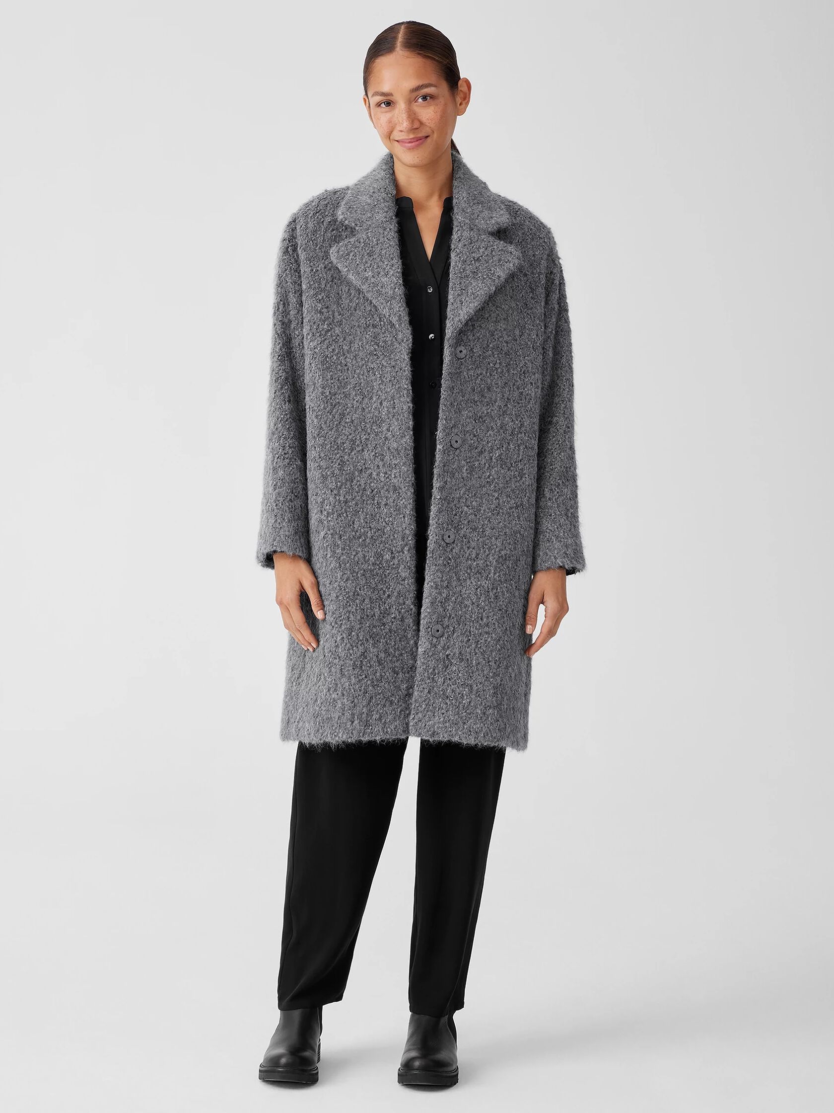 Alpaca Boucle Notch Collar Coat