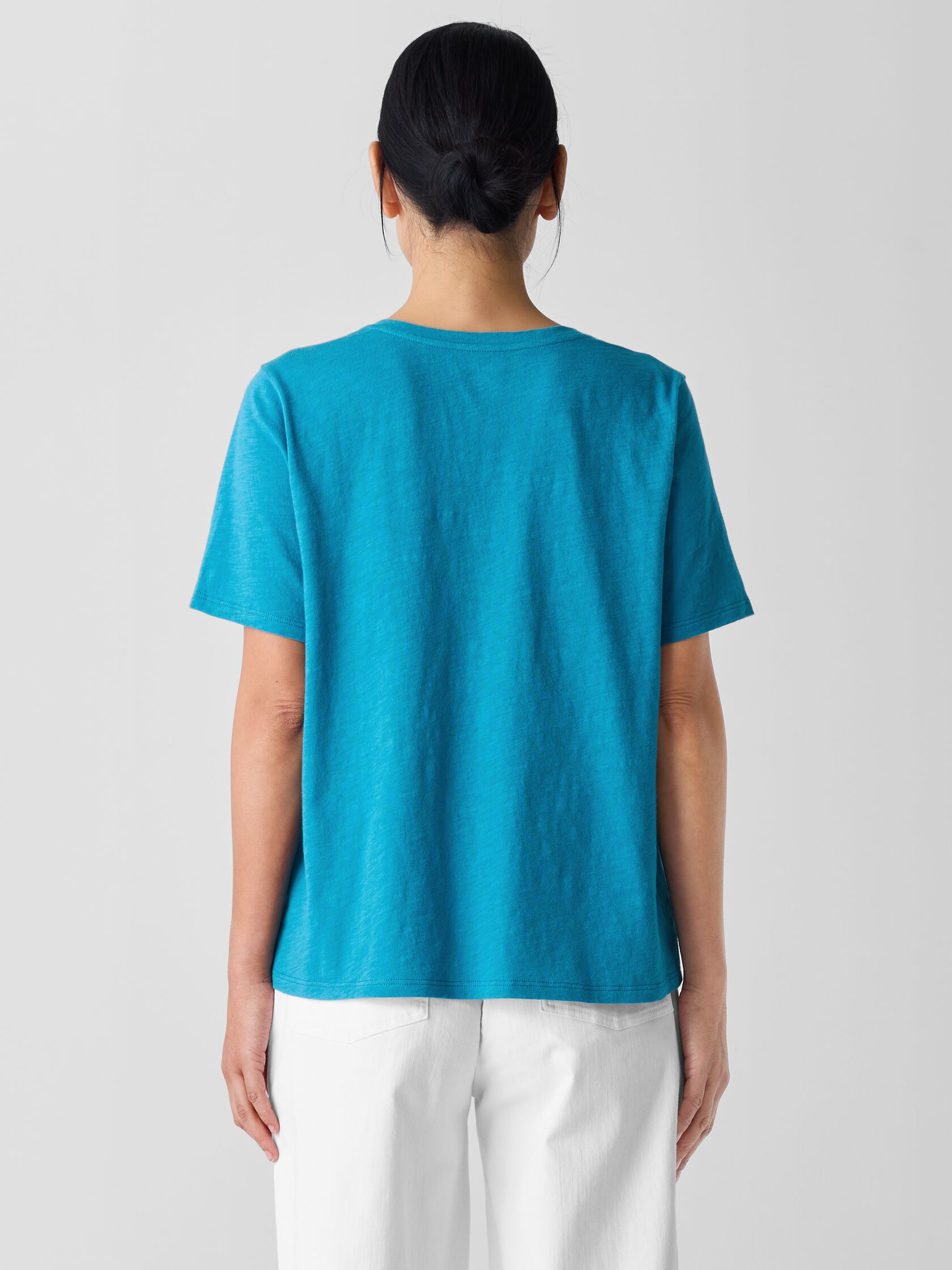 Organic Cotton Slubby Jersey V-Neck Tee