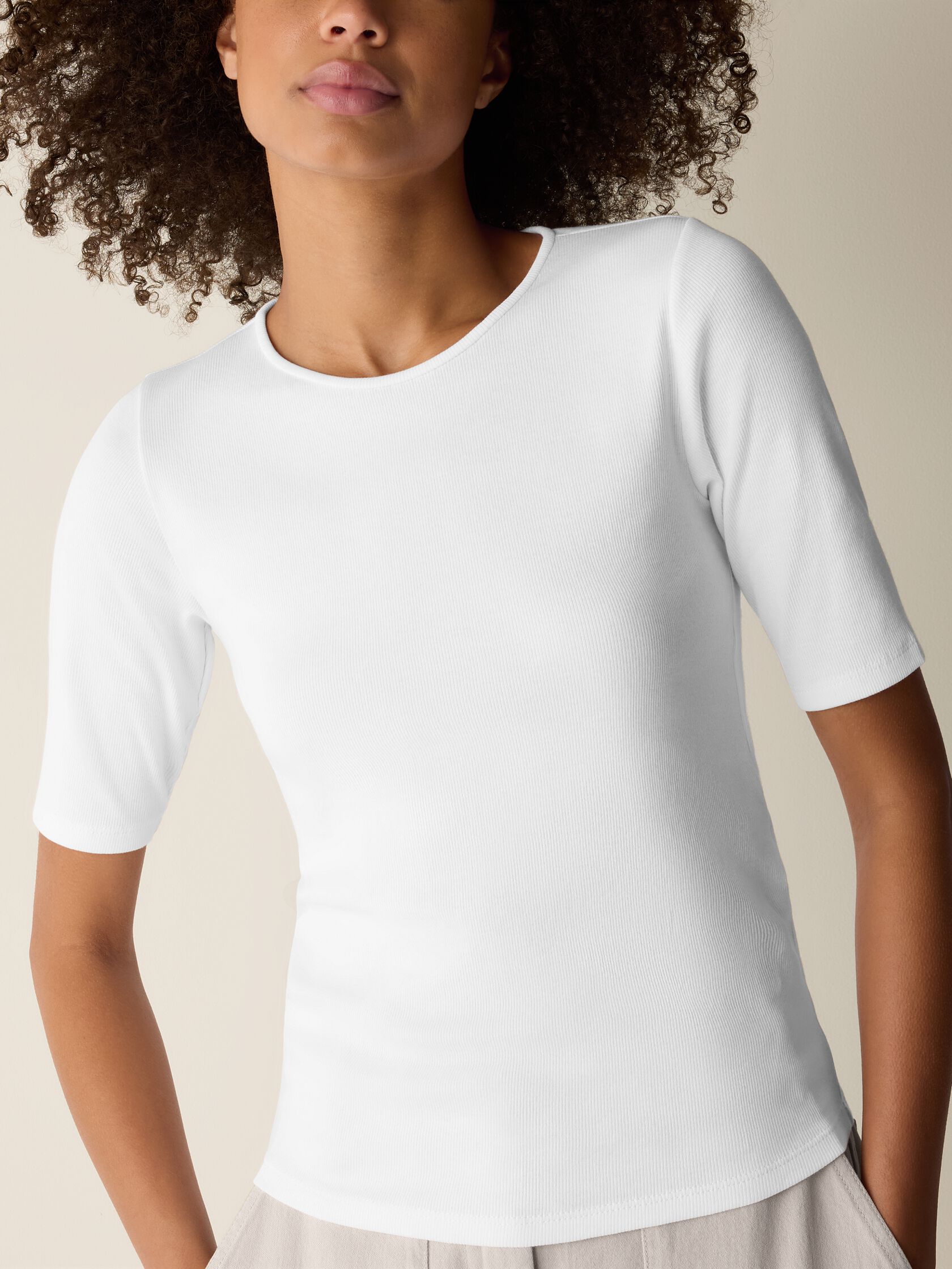 Organic Cotton Stretch Rib Crew Neck Tee
