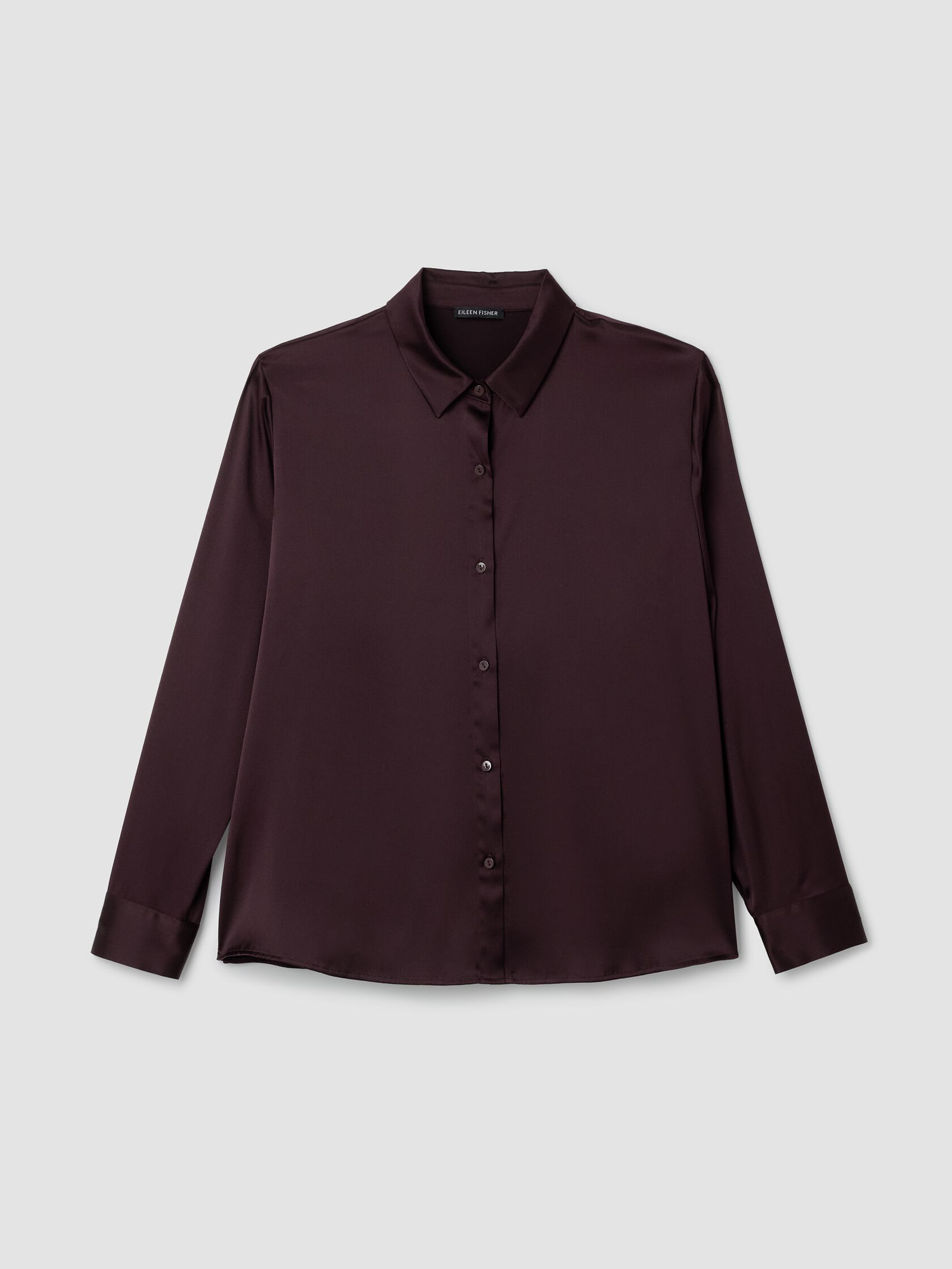 Stretch Silk Charmeuse Classic Collar Shirt