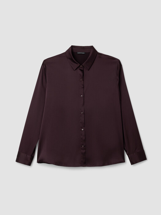 Stretch Silk Charmeuse Classic Collar Shirt