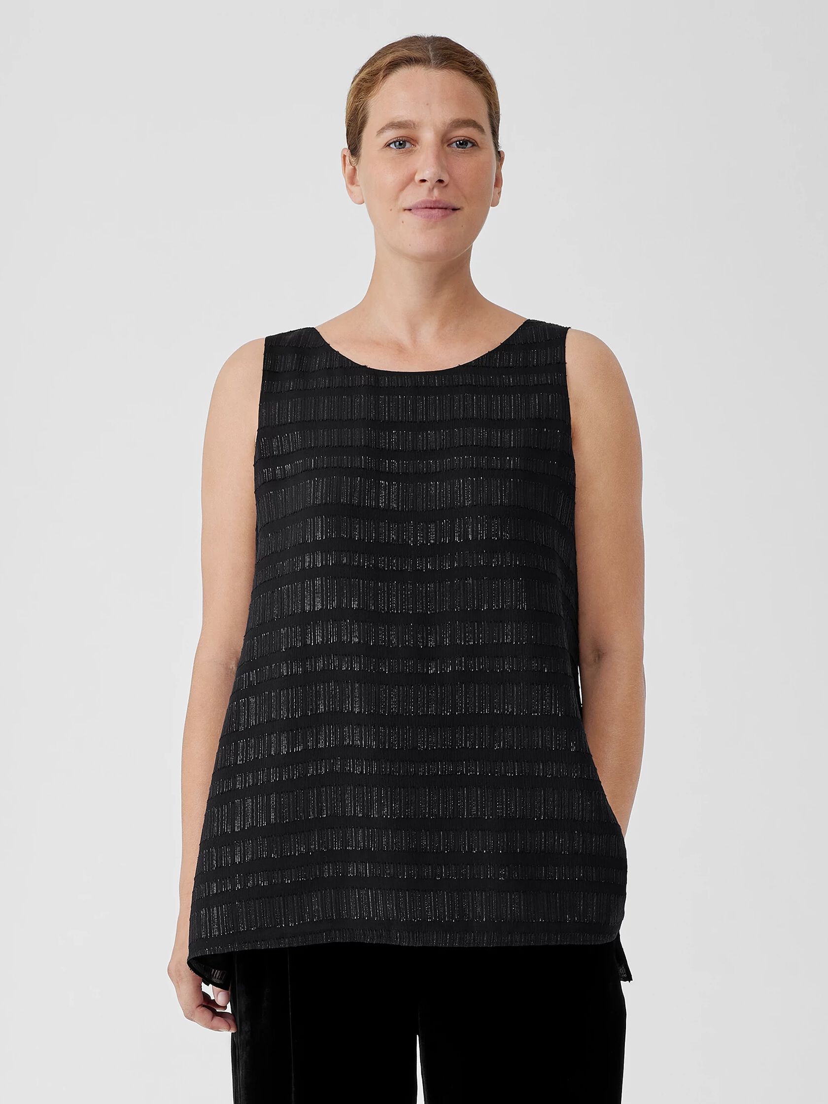 Eileen Fisher 100% Silk Black Sleeveless Blouse Size S (Petite) - 77% off