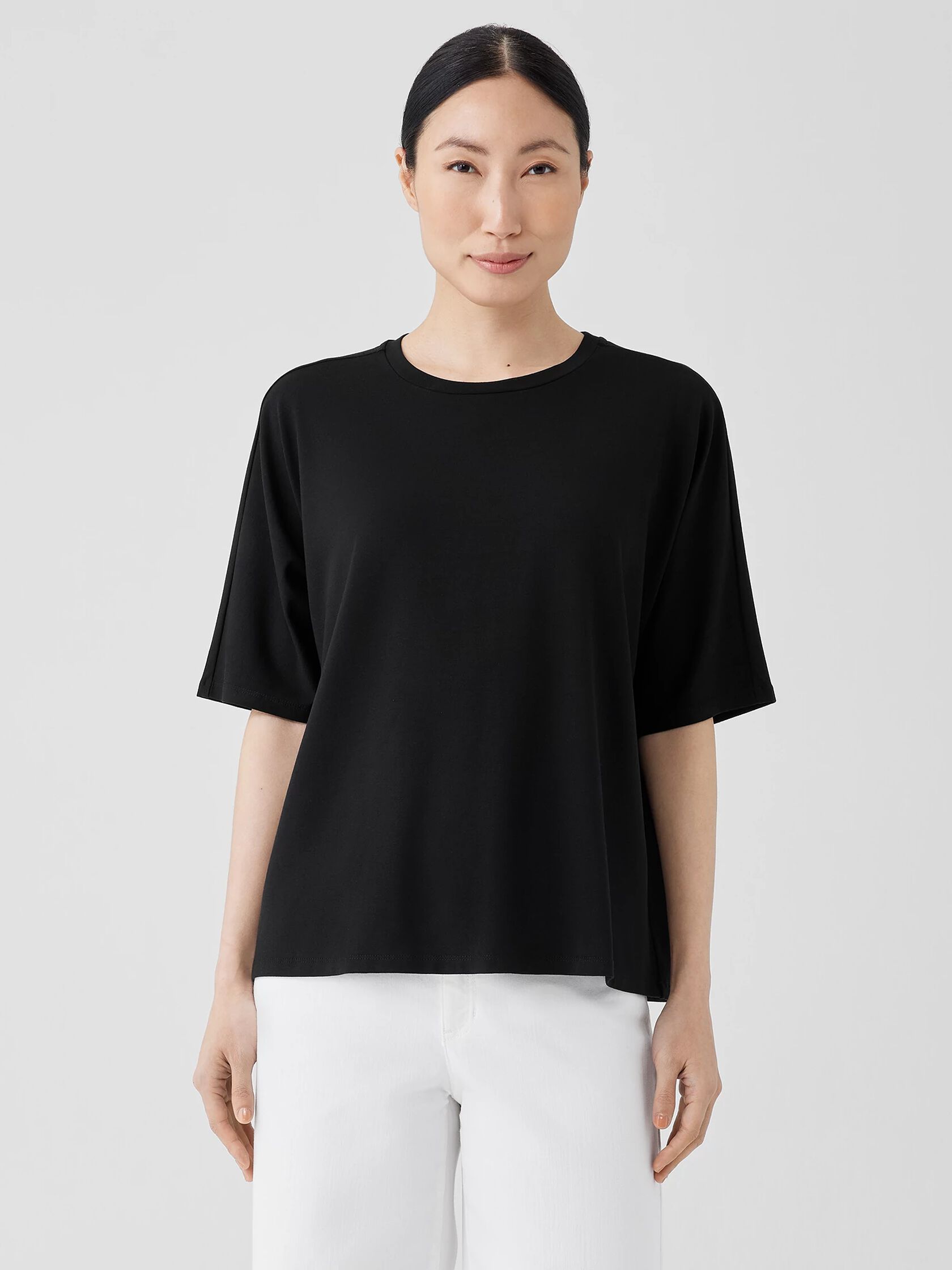 Stretch Jersey Knit Crew Neck Tee EILEEN FISHER