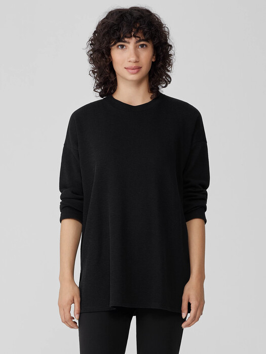 Organic Cotton Slubby Rib Knit Crew Neck Top