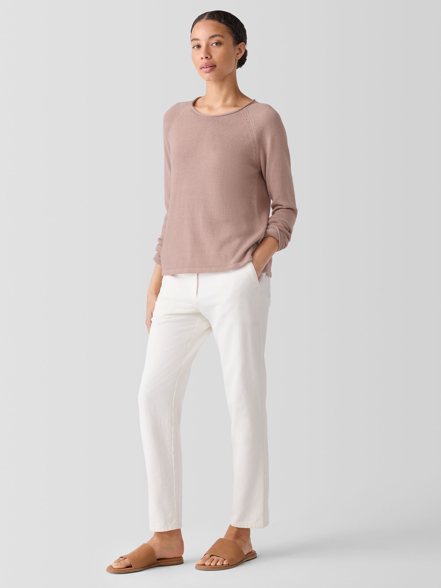 Peruvian Cotton Blend Crew Neck Top