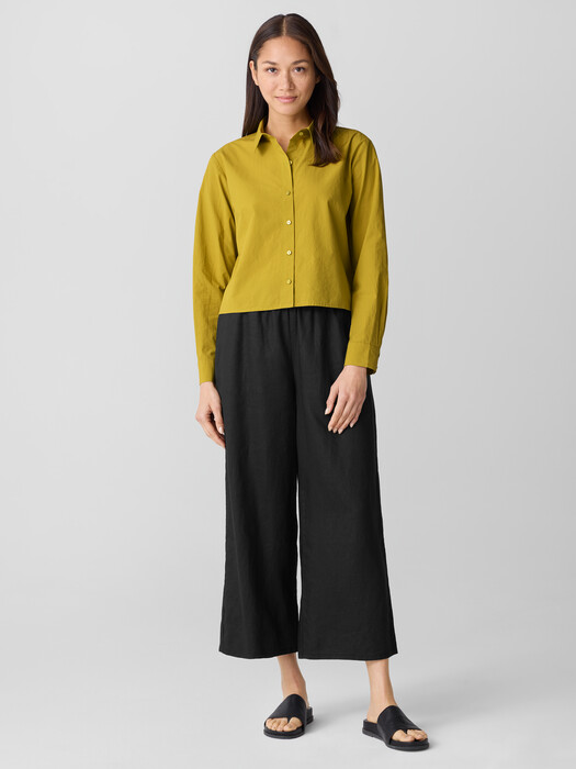 Washed Organic Cotton Poplin Classic Collar Short Shirt