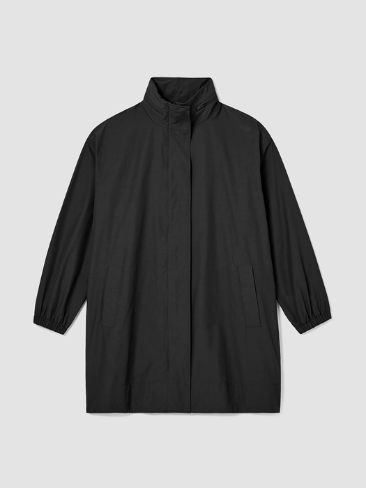 Light Cotton Nylon Stand Collar Long Coat