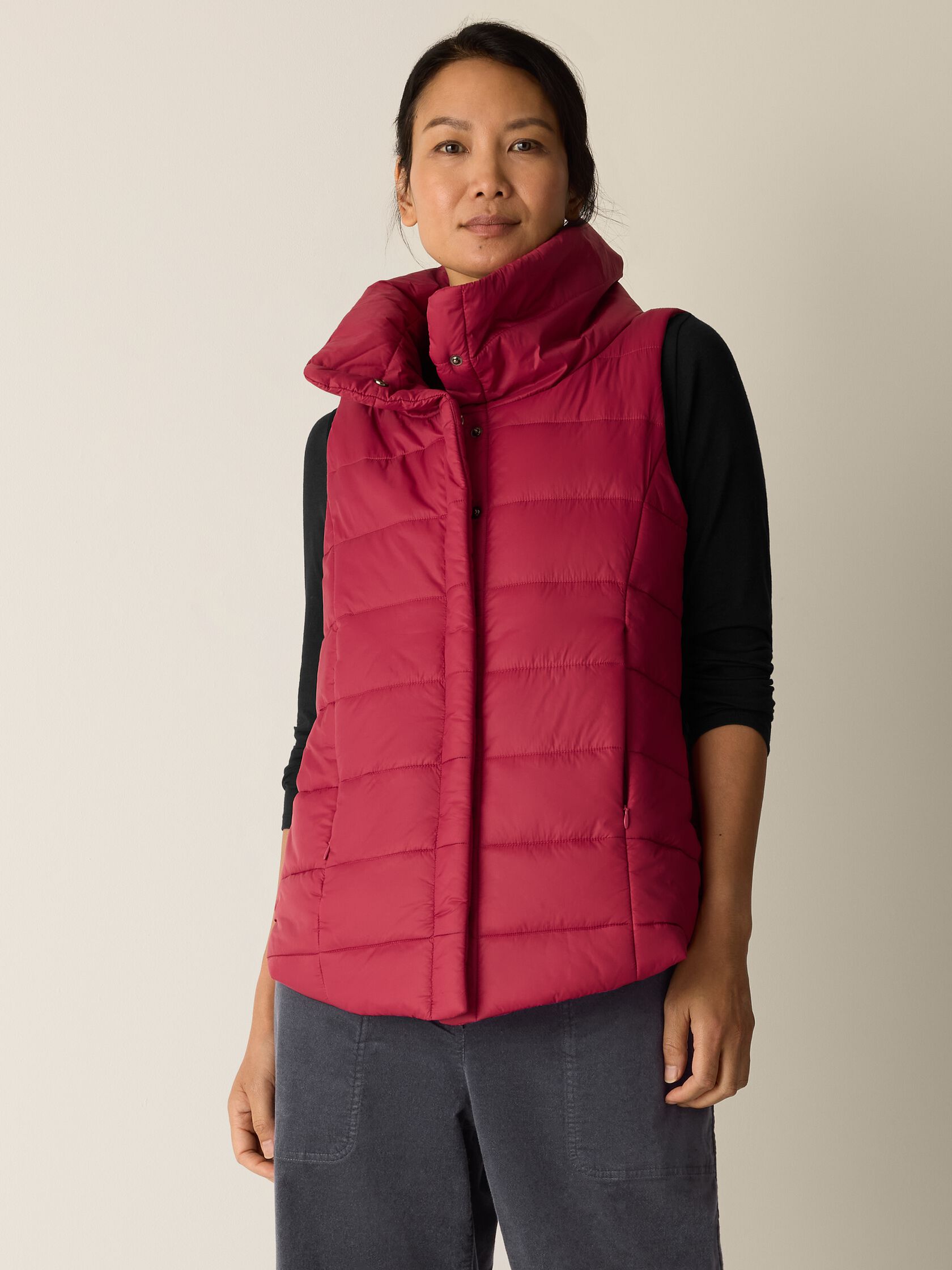 Eggshell Recycled Nylon Stand Collar Vest
