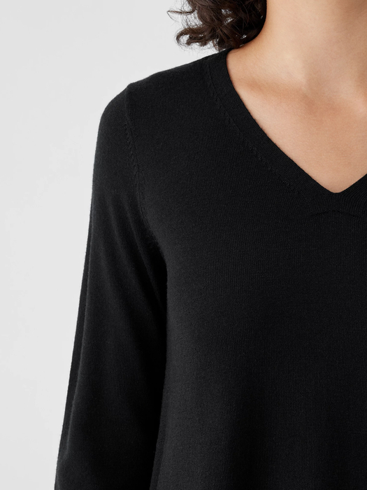 Merino Jersey V-Neck Top in Regenerative Wool