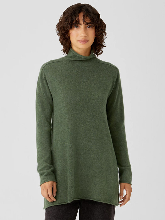 Italian Cashmere Turtleneck Long Top