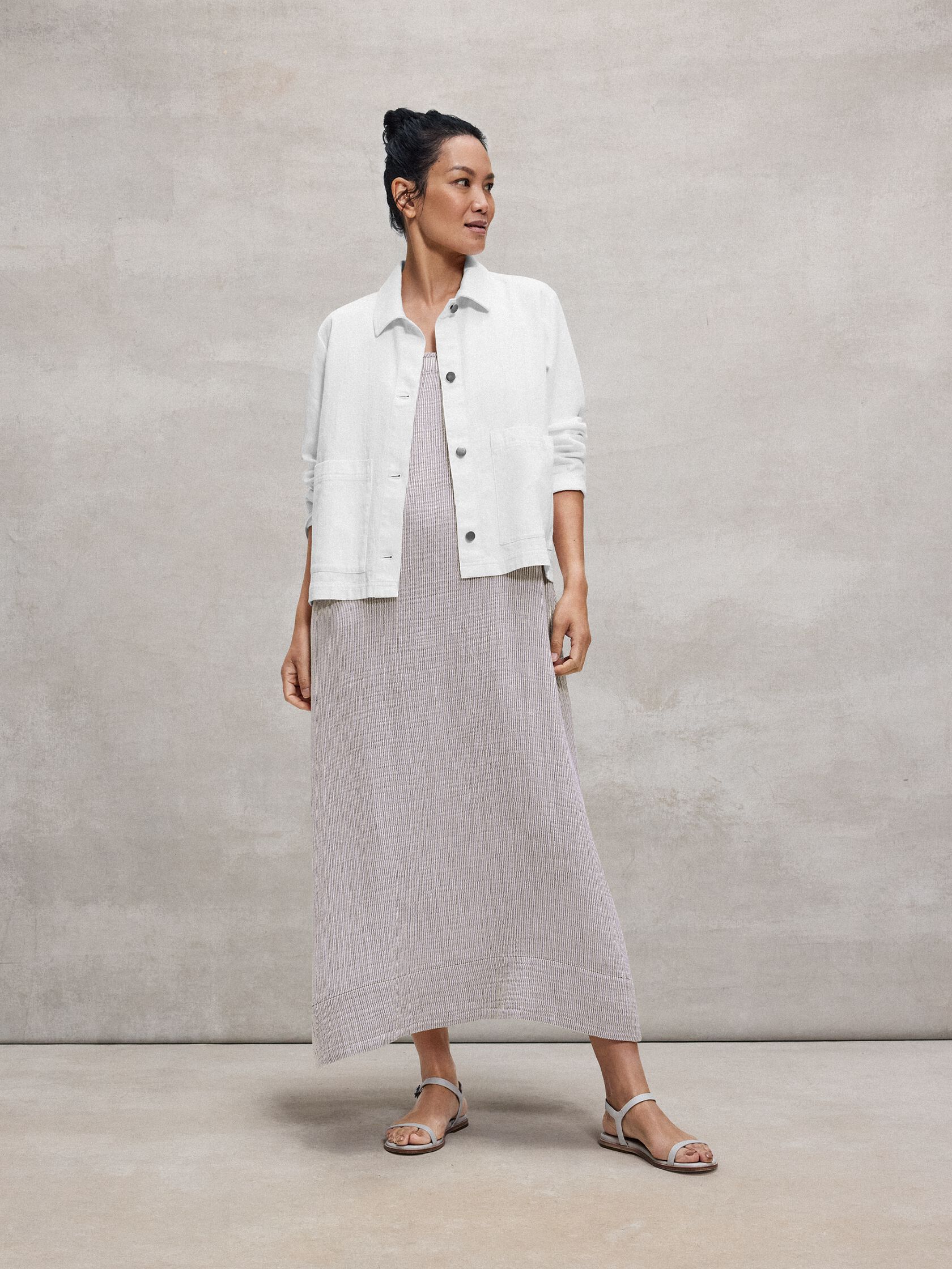 Slubby Organic Cotton Linen Classic Collar Jacket