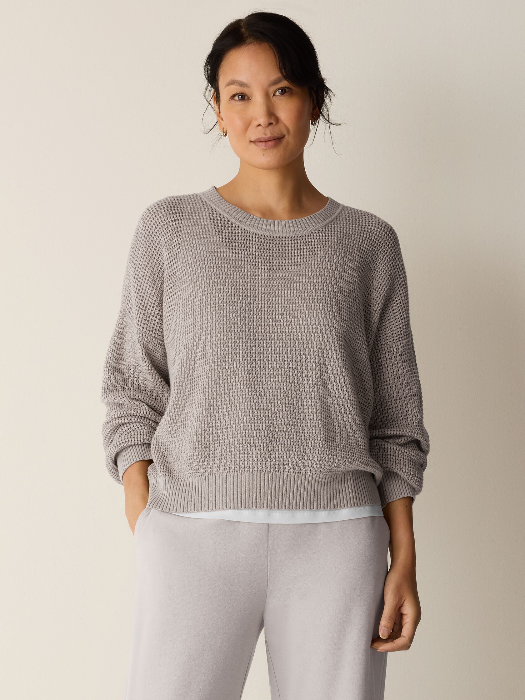Peruvian Cotton Blend Crew Neck Top