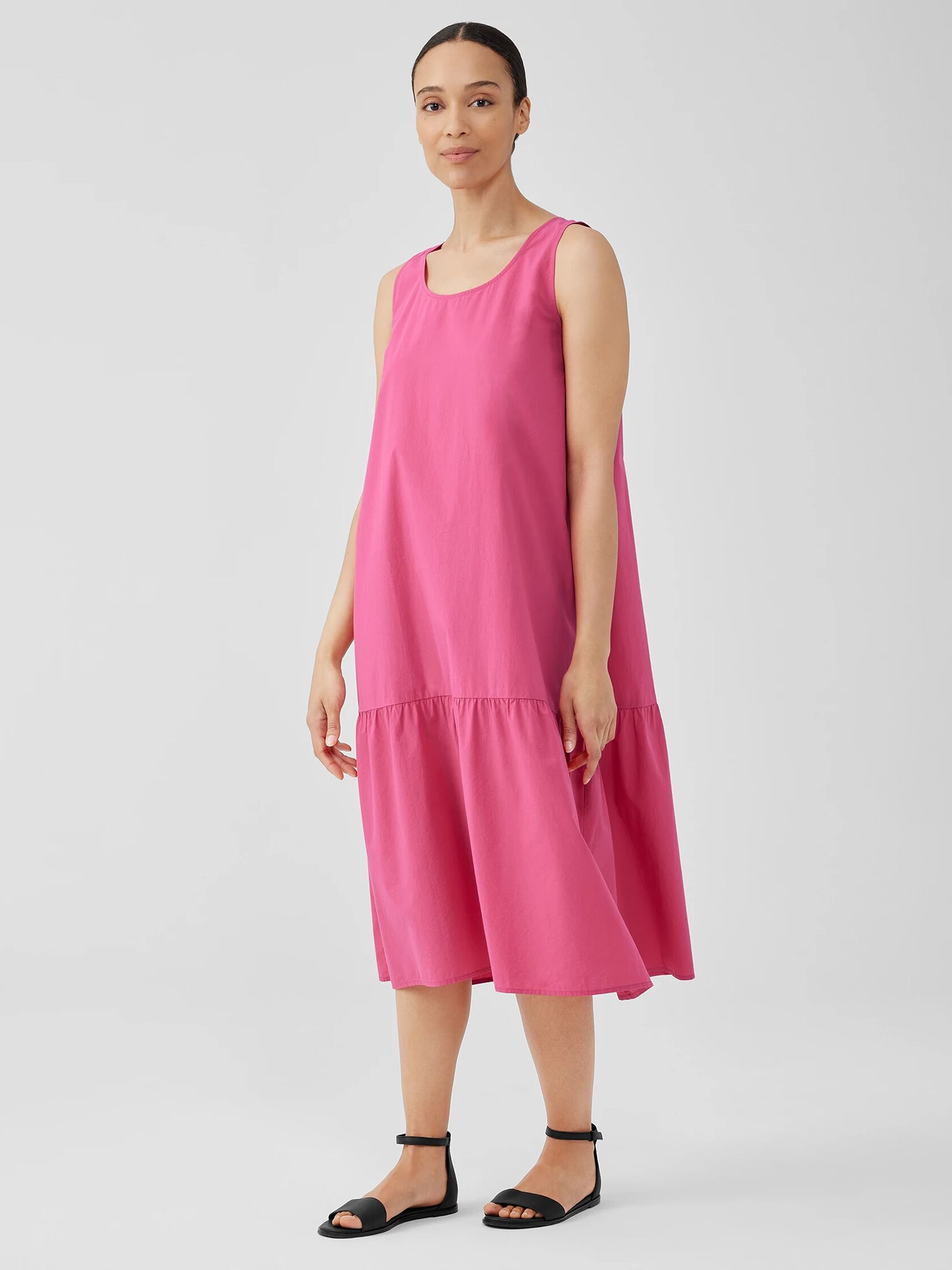 Washed Organic Cotton Poplin Tiered Dress