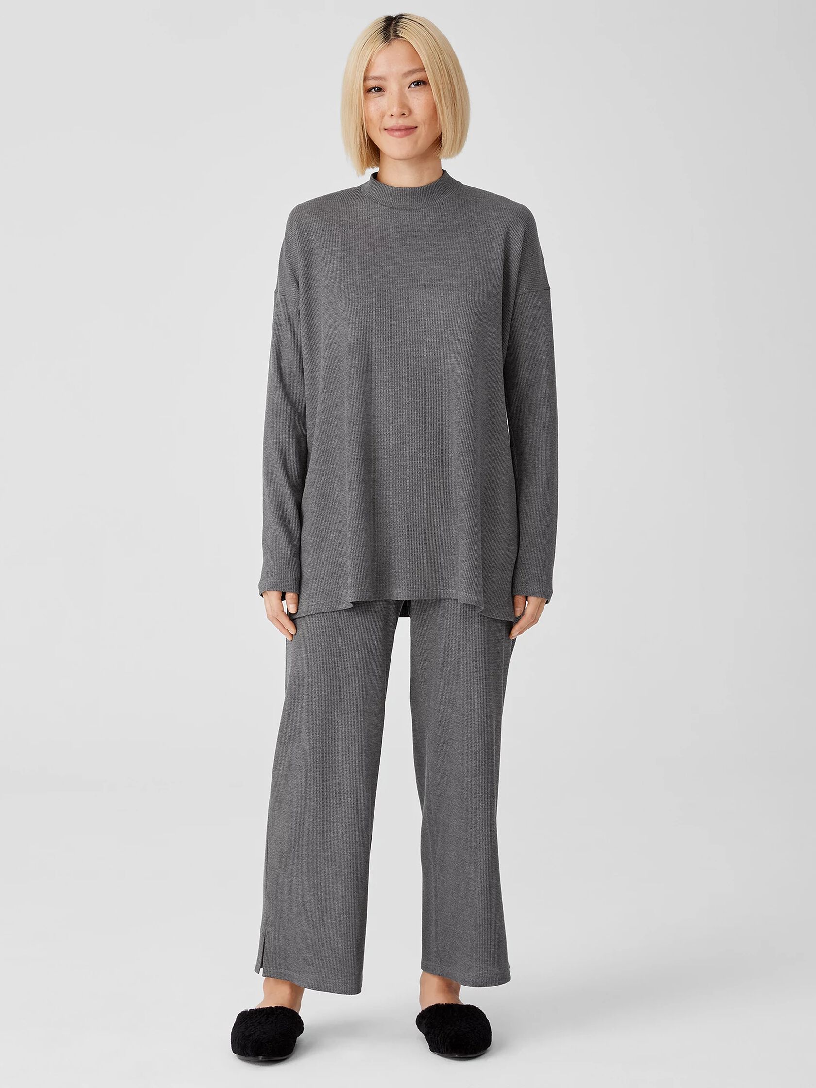 Cozy Waffle Knit Straight Pant | EILEEN FISHER
