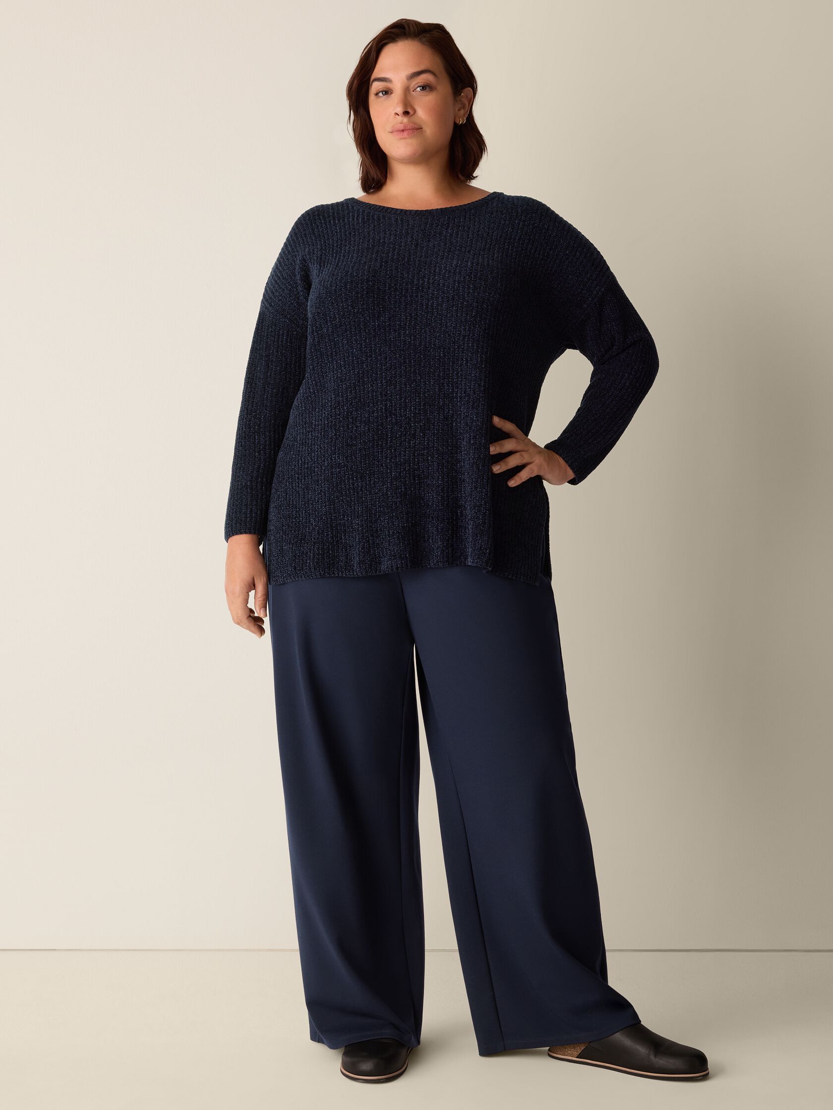 Washable Flex Ponte High Waisted Wide-Leg Pant