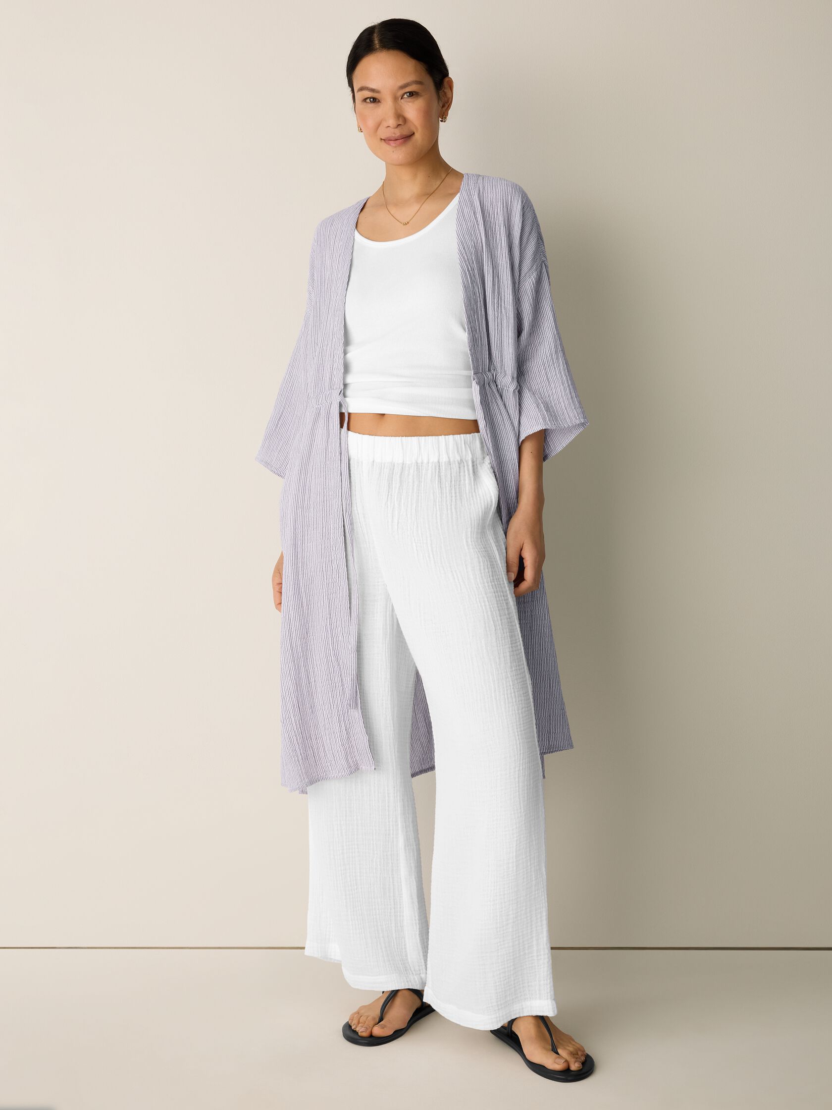 Striped Organic Cotton Gauze Caftan