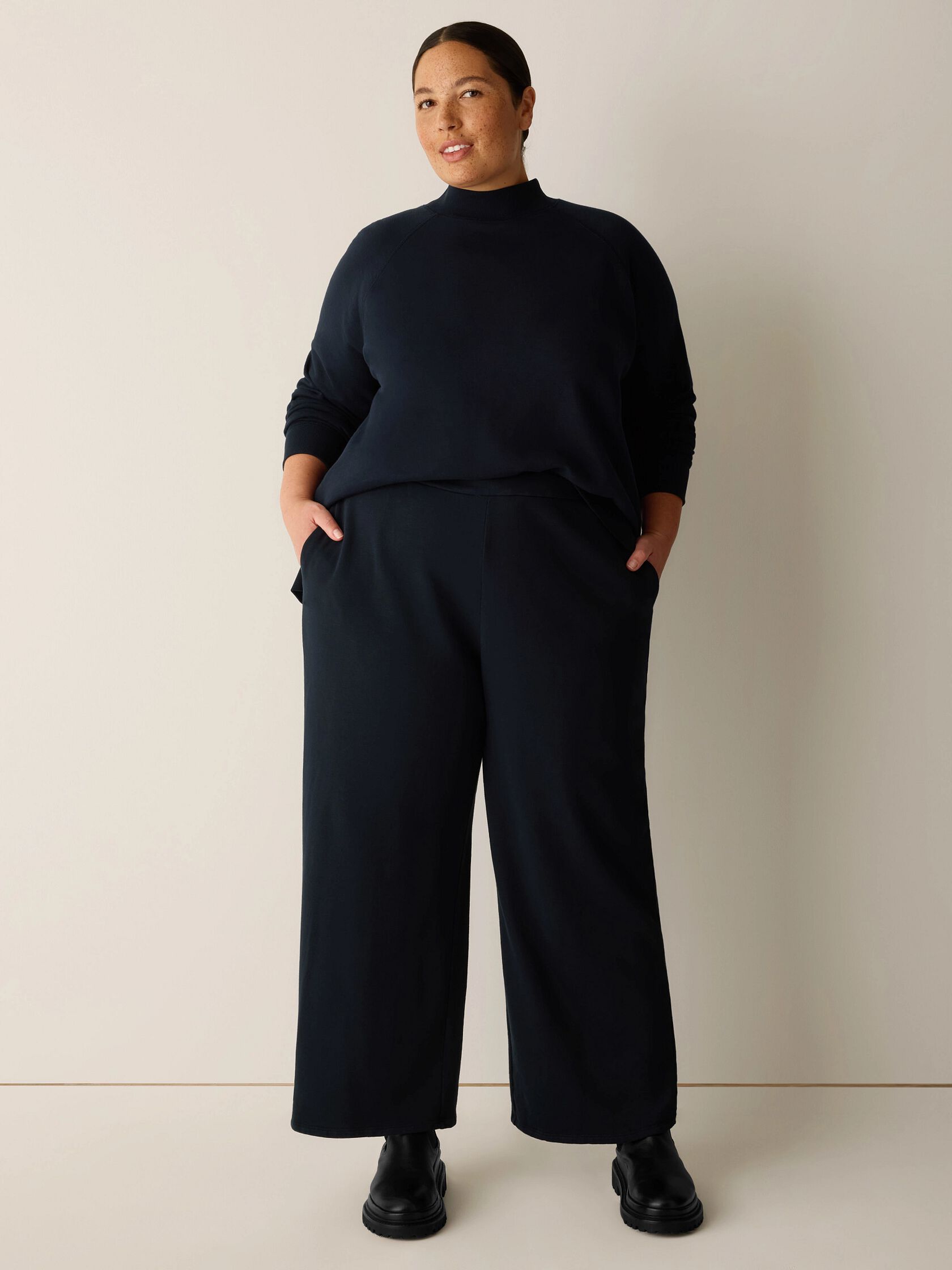Garment-Dyed Organic Cotton Terry Wide-Leg Pant
