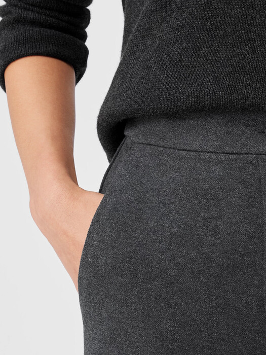 Organic Cotton Melange Crepe High-Waisted Pant