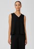 Silk Georgette Crepe V-Neck Top
