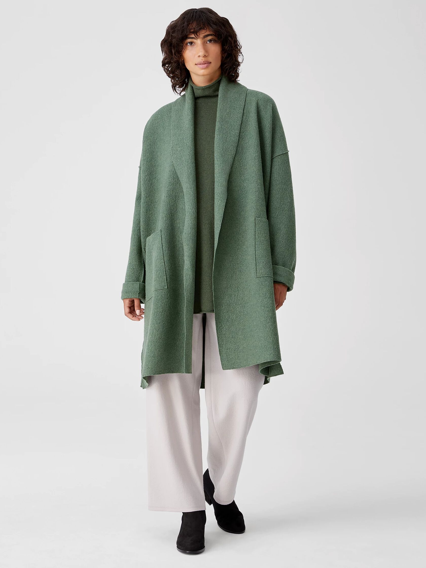Lightweight Boiled Wool Coat in Responsible Wool
