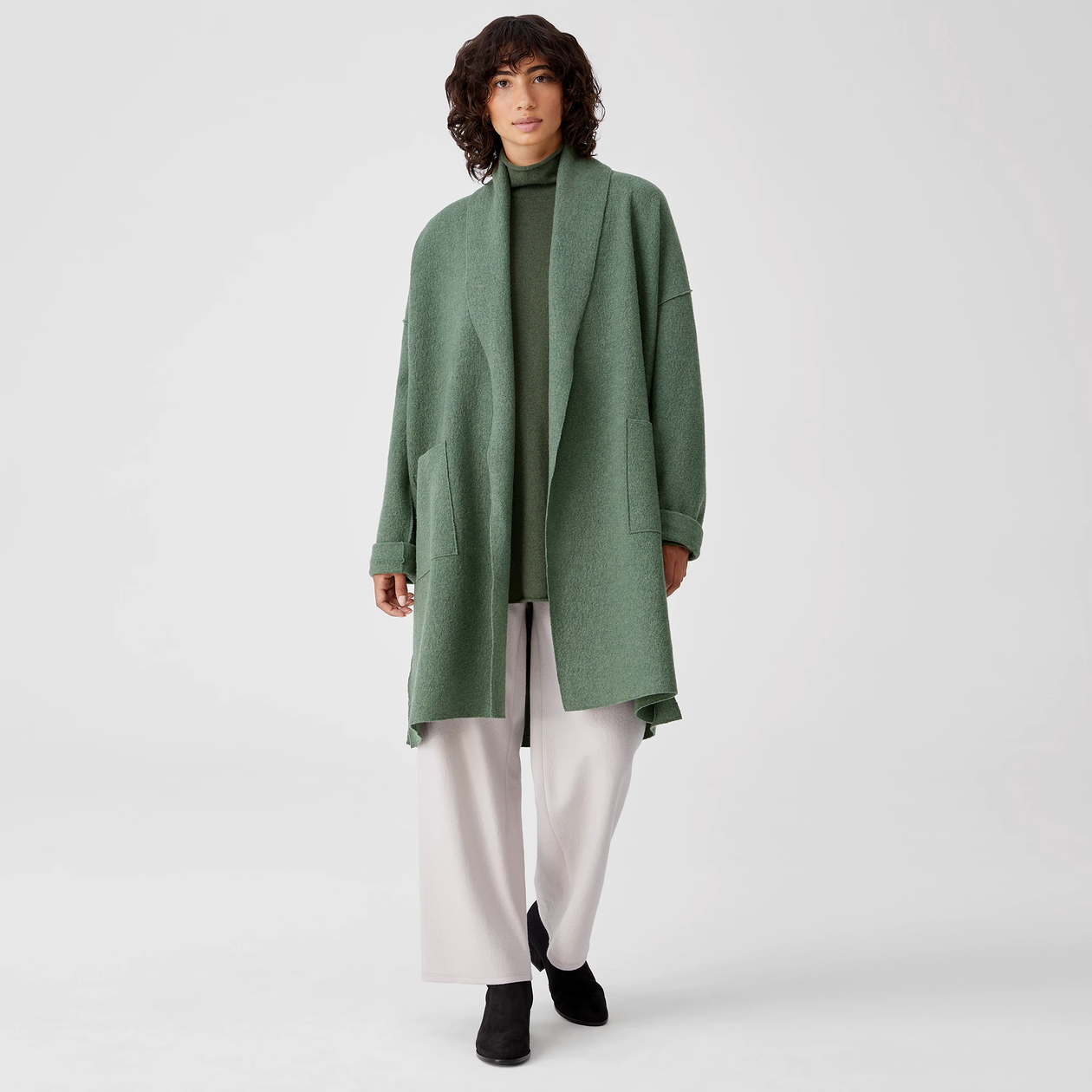 CLANE COLLARLESS WOOL COCOON COAT shamadistrict.gov.gh
