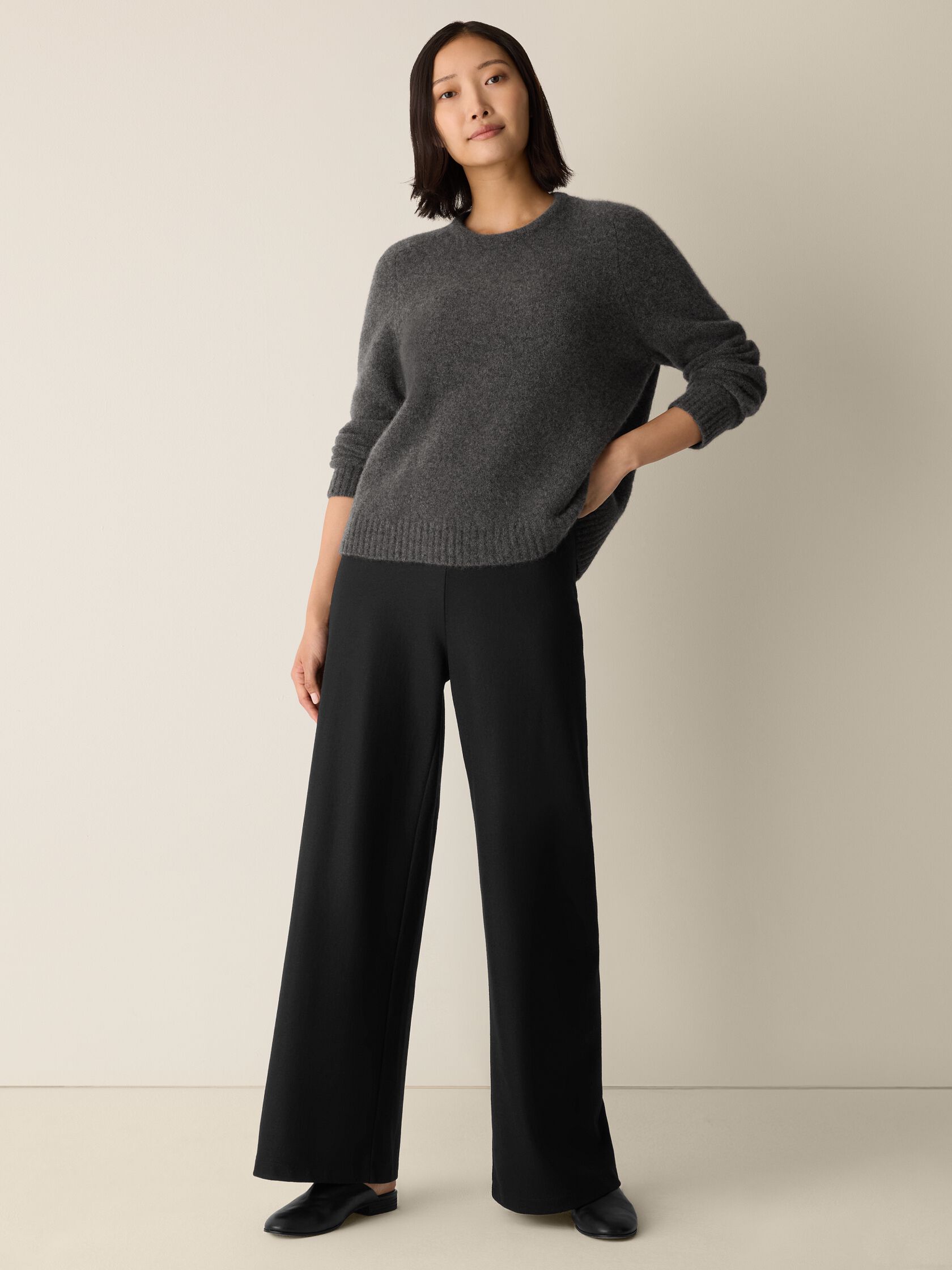 Cashmere Silk Boucle Bliss Crew Neck Top