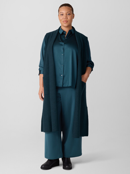 Lightweight Boiled Wool Shawl Collar Vest in Regenerative Wool