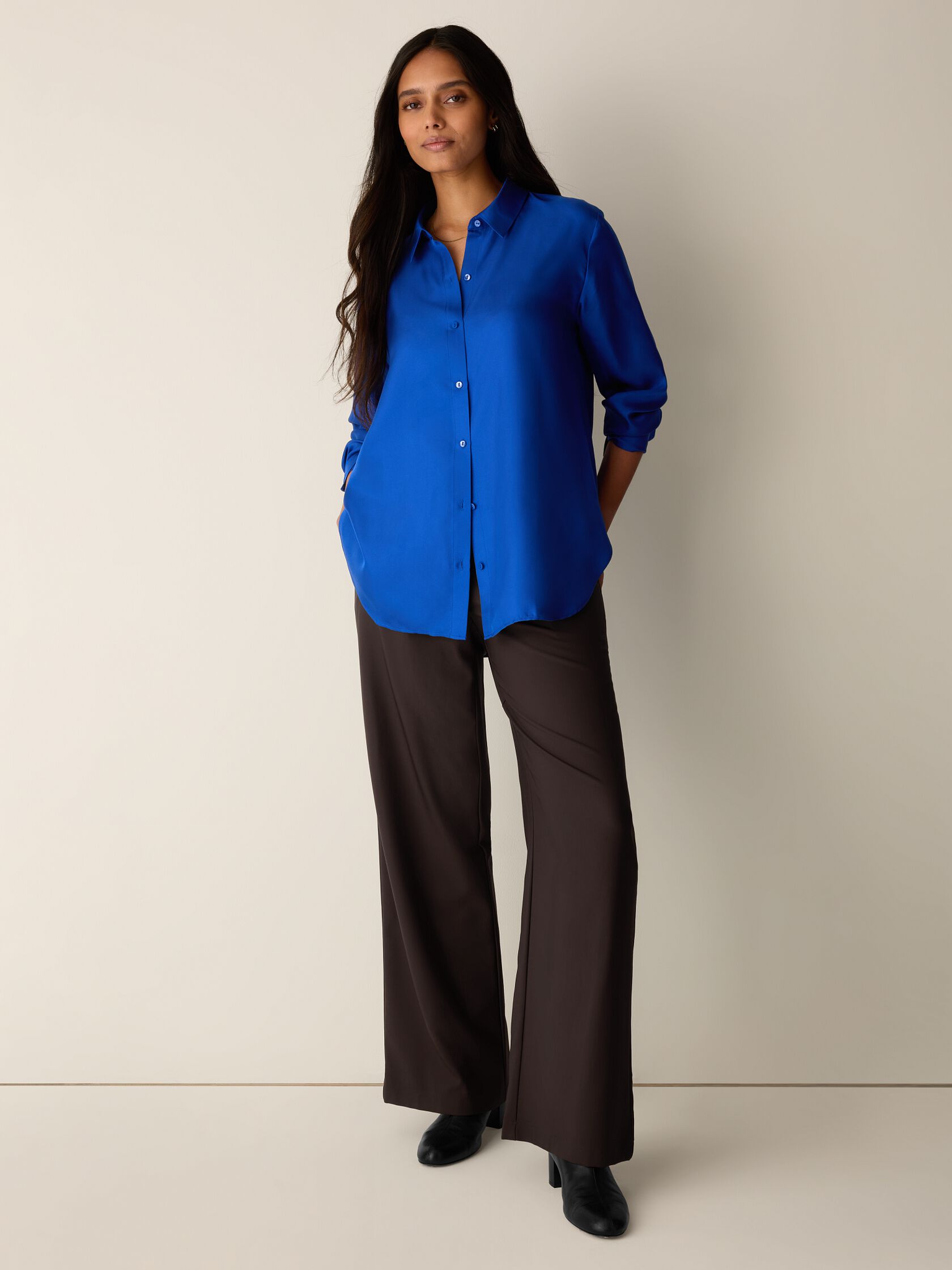 Silk Twill Classic Collar Shirt