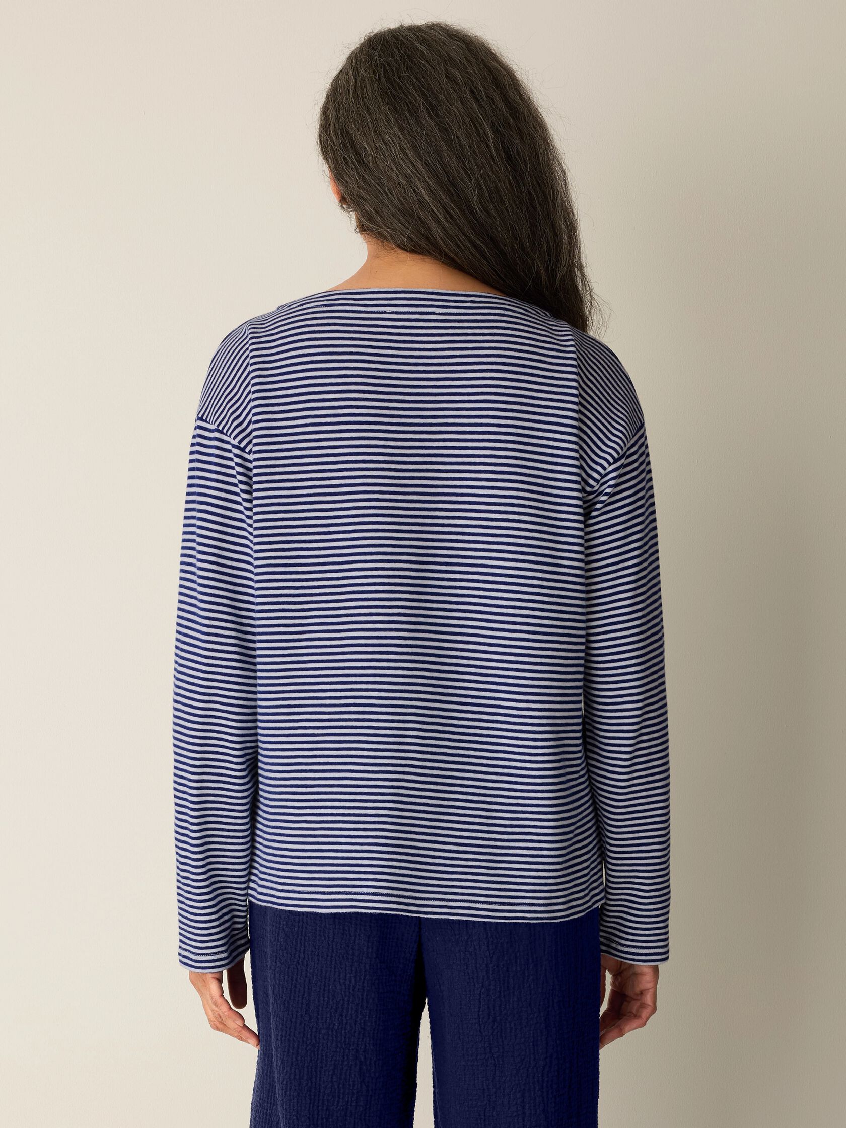 Striped Organic Cotton Slub Bateau Neck Top