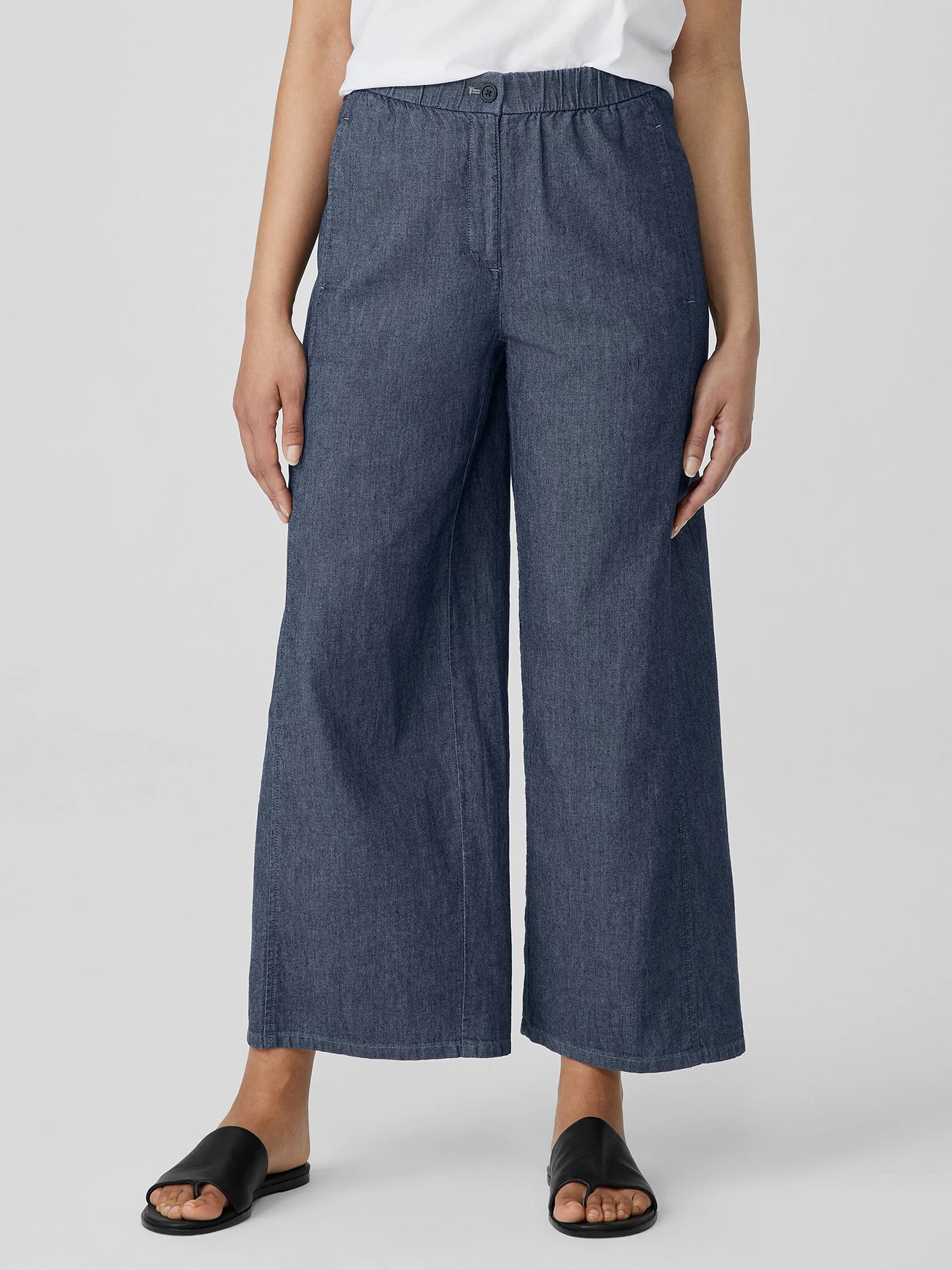 Airy Organic Cotton Twill Wide-Leg Pant